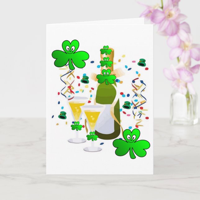 Saint Patrick's Day Greeting Card Shamrock Wine (Orchid)