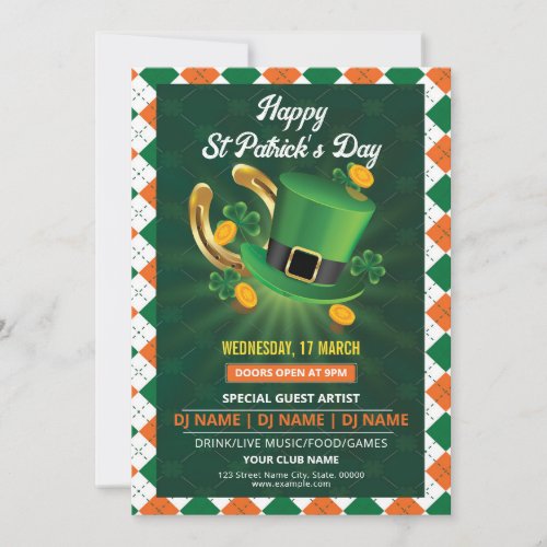 Saint patricks day invitation flyer template