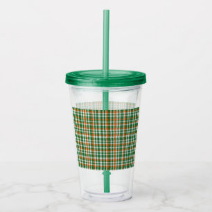 Saint Patrick's day Ireland Flag colored gingham Acrylic Tumbler