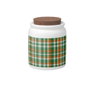  Saint Patrick's day Ireland Flag colored gingham  Candy Jar