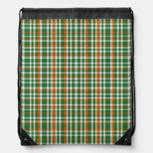 Saint Patrick's day Ireland Flag colored gingham Drawstring Bag
