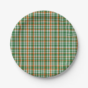 Saint Patrick's day Ireland Flag colored gingham Paper Plates