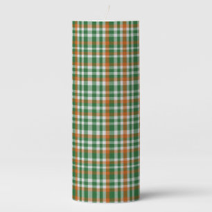 Saint Patrick's day Ireland Flag colored gingham Pillar Candle
