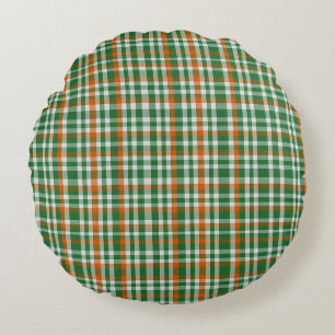 Saint Patrick's day Ireland Flag colored gingham Round Pillow