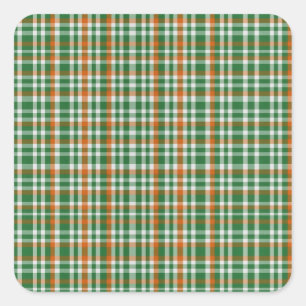  Saint Patrick's day Ireland Flag colored gingham  Square Sticker
