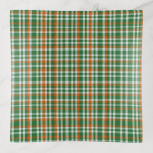 Saint Patrick's day Ireland Flag colored gingham Trinket Tray