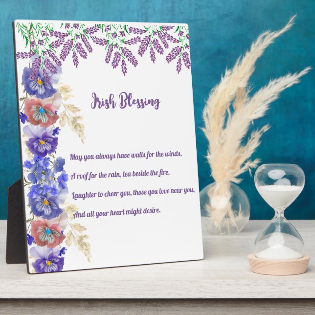Saint Patrick's Day Irish Blessing Floral Collage  Plaque (Side)
