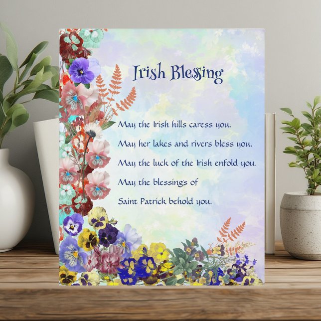Saint Patrick's Day Irish Blessing Floral Collage Plaque (Saint Patrick's Day Irish Blessing Floral Collage Plaque)