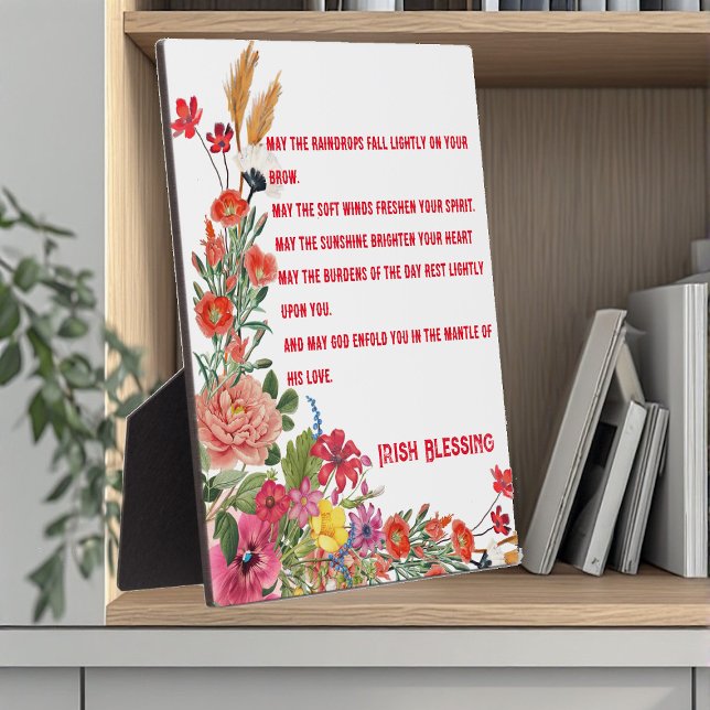 Saint Patrick's Day Irish Blessing Floral Collage  Plaque (Saint Patrick's Day Irish Blessing Floral Collage Plaque)