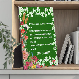 Saint Patrick's Day Irish Blessing Floral Shamrock Plaque