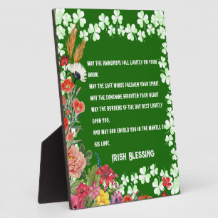 Saint Patrick's Day Irish Blessing Floral Shamrock Plaque