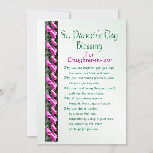 Saint Patricks Day Irish Blessing for Daughter_in_ Holiday Card