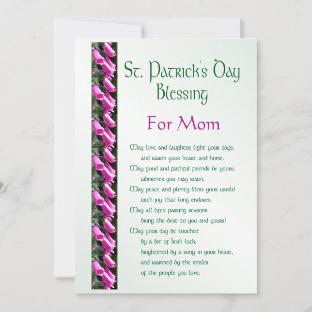 Saint Patricks Day Irish Blessing for Mom Holiday Card (Front)