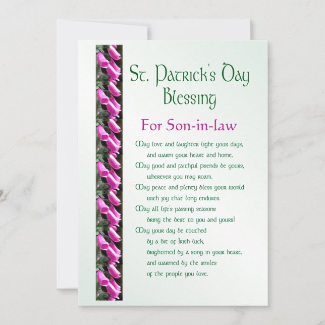 Saint Patricks Day Irish Blessing for Son-in-law H Holiday Card (Front)