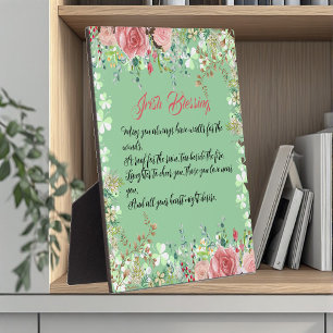 Saint Patrick's Day Irish Blessing Roses Shamrocks Plaque