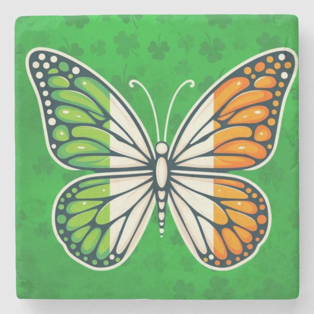 Saint Patrick's Day Irish butterfly Stone Coaster (Front)