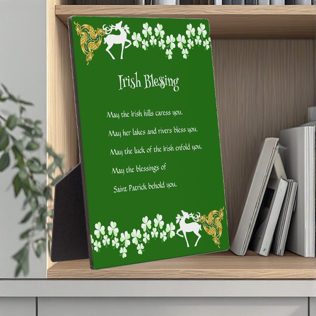 Saint Patrick's Day Irish Celtic Deer Shamrocks  Plaque (Saint Patrick's Day Irish Celtic Deer Shamrocks Plaque)
