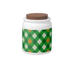 Saint Patrick's Day Irish colored argyle Candy Jar