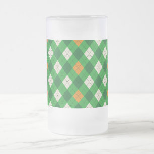 Saint Patrick's Day Irish colored argyle Frosted Glass Beer Mug