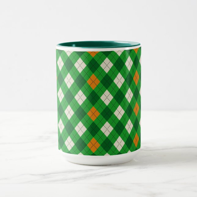  Saint Patrick's Day Irish colored argyle Mug (Center)