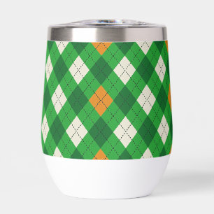  Saint Patrick's Day Irish colored argyle Thermal Wine Tumbler