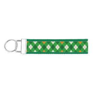 Saint Patrick's Day Irish colored argyle Wrist Keychain