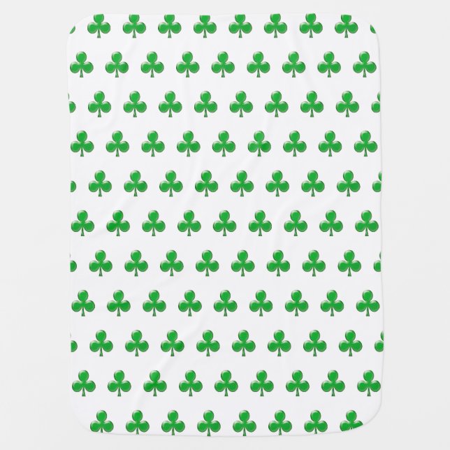 Saint Patrick's Day Irish Green Clover Shamrock Baby Blanket (Front)