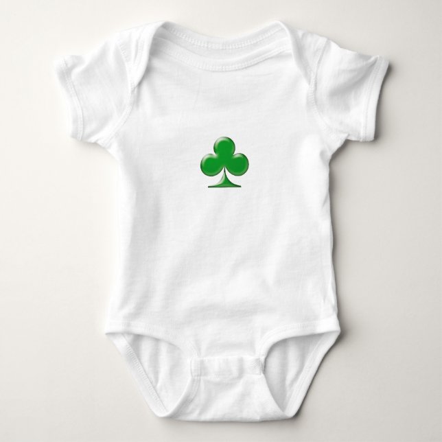 Saint Patrick's Day Irish Green Clover Shamrock Baby Bodysuit (Front)