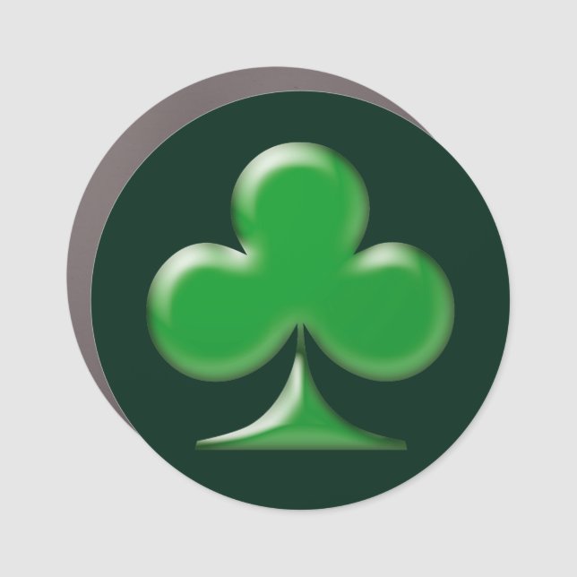Saint Patrick's Day Irish Green Clover Shamrock Car Magnet (Front)