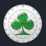 Saint Patrick's Day Irish Green Clover Shamrock Dart Board<br><div class="desc">Saint Patrick's Day Irish Green Clover Shamrock white fun Dart Board</div>