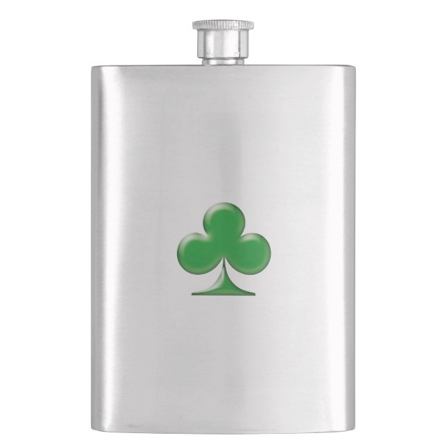 Saint Patrick's Day Irish Green Clover Shamrock Flask (Front)