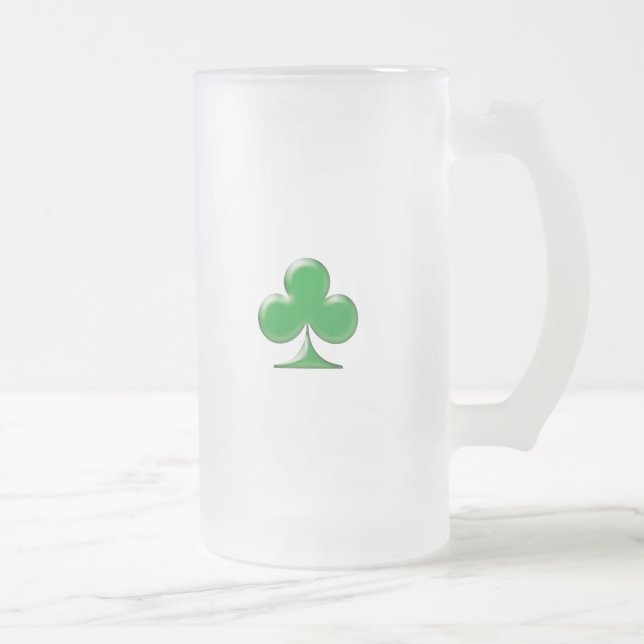 Saint Patrick's Day Irish Green Clover Shamrock Frosted Glass Beer Mug (Right)