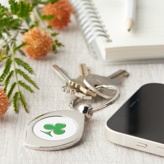 Saint Patrick's Day Irish Green Clover Shamrock Keychain (Side)