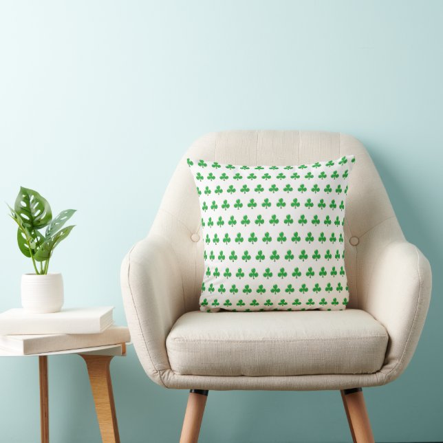 Saint Patrick's Day Irish Green Clover Shamrock Throw Pillow (Chair)