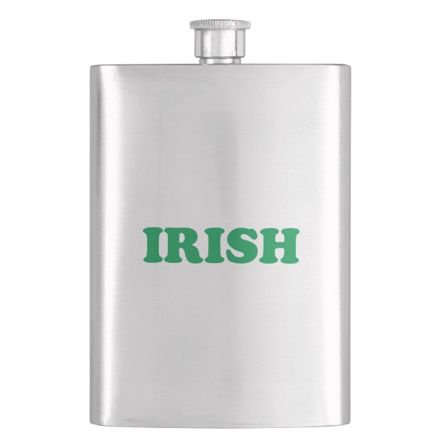 Saint Patrick's Day Irish Green letters Flask (Front)