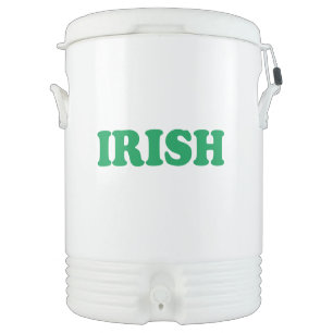 Saint Patrick's Day Irish Green letters white Beverage Cooler