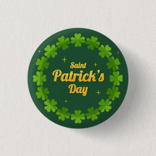 Saint Patrick's Day Irish Green Shamrock Button