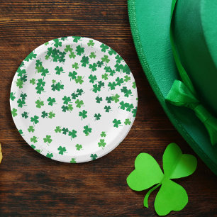 Saint Patrick's Day Irish Green Shamrock Clovers Paper Plates