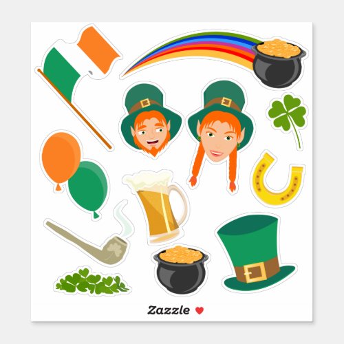 Saint Patricks Day Irish symbols collection of Sticker