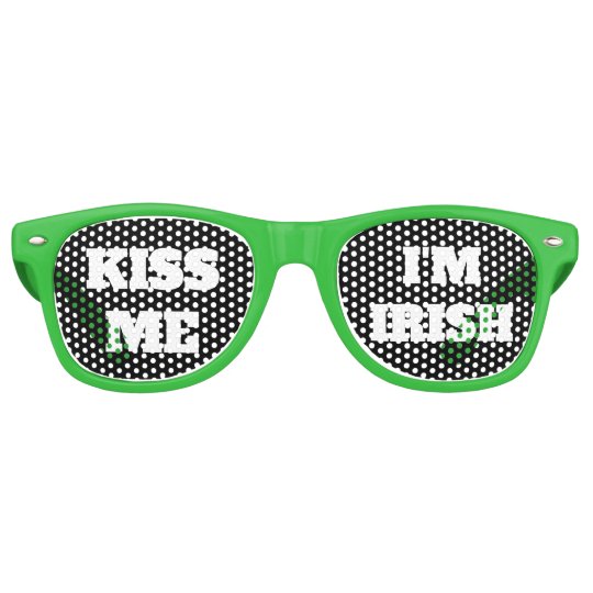 Saint Patricks Day Kiss Me I'm Irish Fun Green Retro Sunglasses