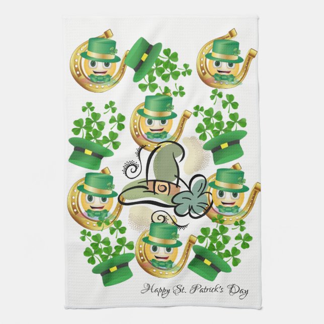 Saint Patrick's Day Kitchen Hand Towel Leprechaun (Vertical)