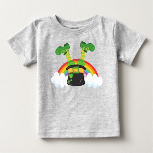 Saint Patricks Day Leprechaun Hat Rainbow Baby T_Shirt