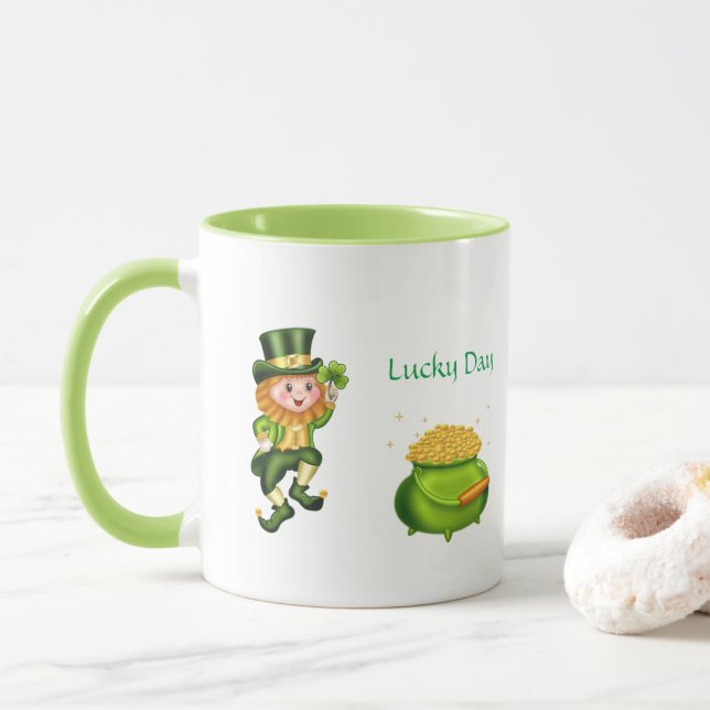 Saint Patrick's Day Leprechaun & Pot of Gold Mug (With Donut)