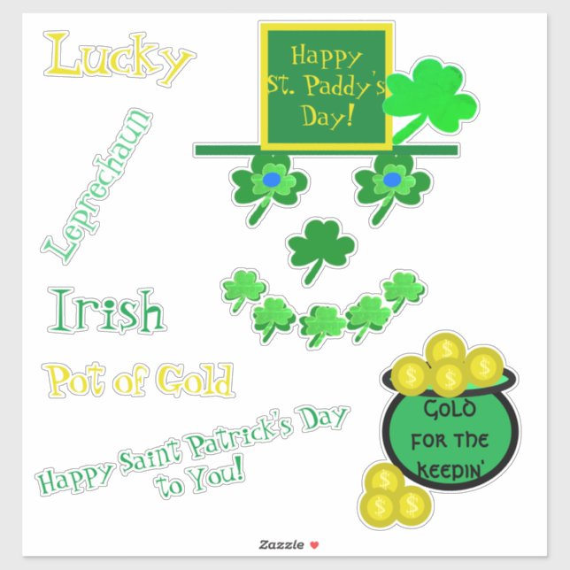 Saint Patrick's Day Leprechaun Vinyl Sticker (Sheet)