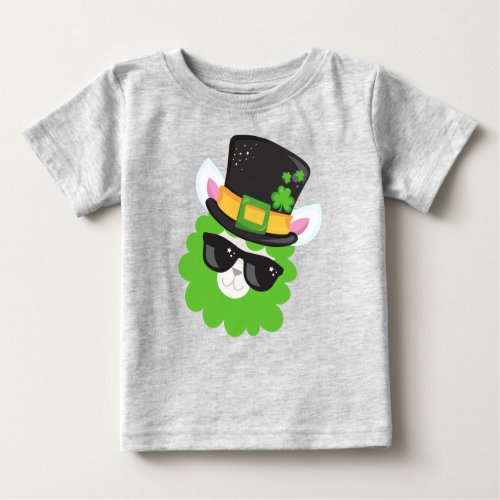 Saint Patricks Day Llama Alpaca Leprechaun Hat Baby T_Shirt