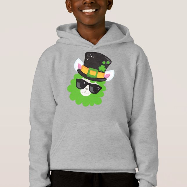 Saint Patrick's Day, Llama, Alpaca, Leprechaun Hat Hoodie (Front)