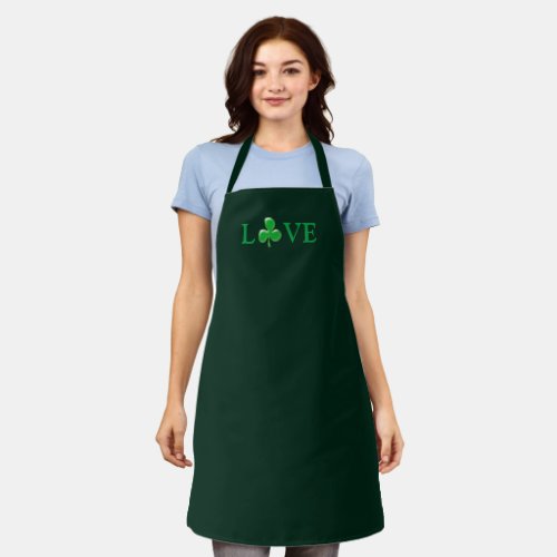 Saint Patricks Day Love Green Clover Shamrock  Apron