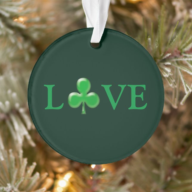Saint Patrick's Day Love Green Clover Shamrock  Ornament (Tree)