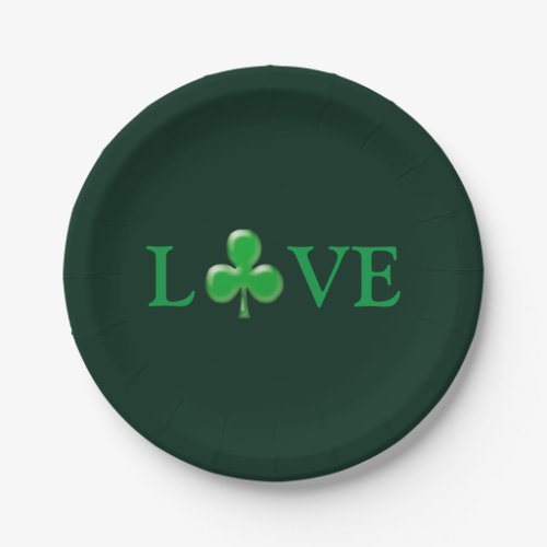 Saint Patricks Day Love Green Clover Shamrock  Paper Plates