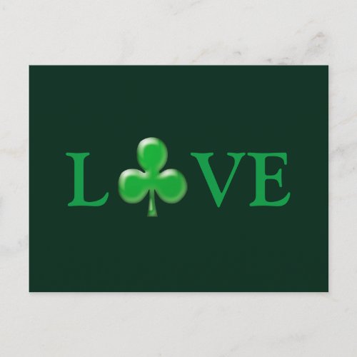 Saint Patricks Day Love Green Clover Shamrock  Postcard